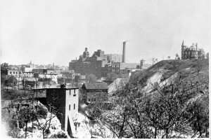 Hamm Brewery Theodore Hamm residence 671 Cable Ave. St. Paul Taken from 7th St looking up Swede Hollow. Photo courtesy MNHS.